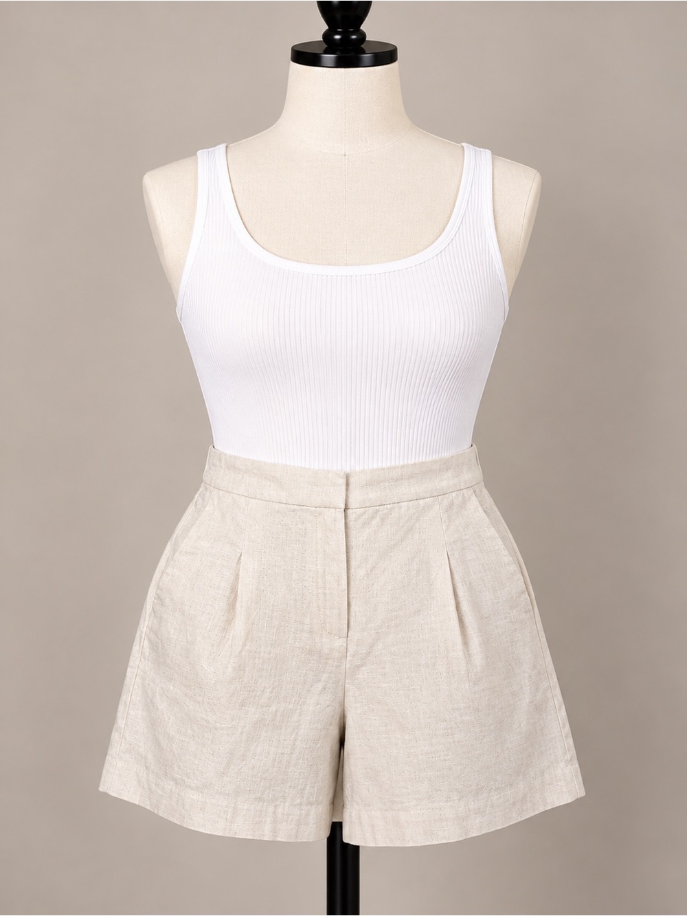 J.Crew Size 6 Linen Blend High Rise Pleated Shorts Ivory